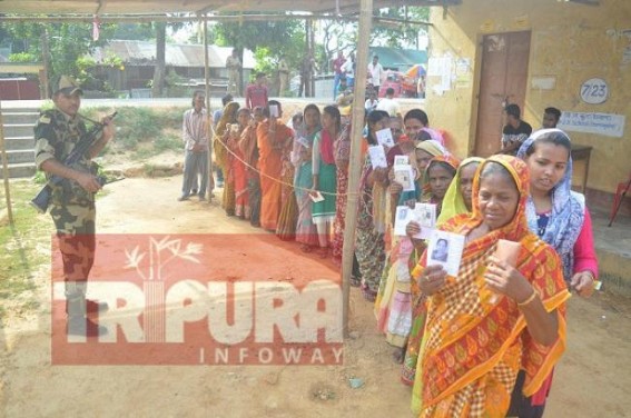 Voter Turnout till 5 pm 72.35% in Tripura Re-Poll, Voting continues after 5 pm at Gomati Dist : Attacks on Polling agents, Voters alleged